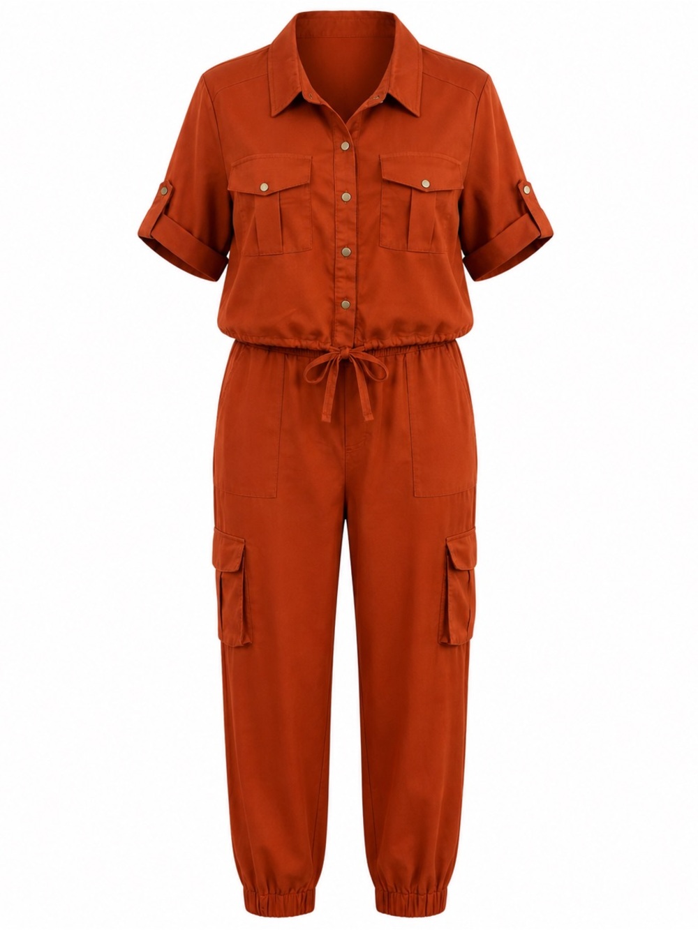 Fashion Nova Rust Utility Cargo Jumpsuit